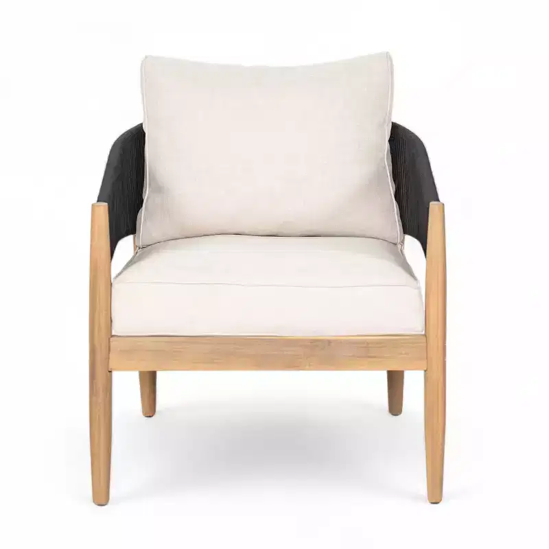 Christopher Knight Home Ryoma Modern Patio Acacia Wood Woven Rope Club Chair with Cushions (Set of 2)