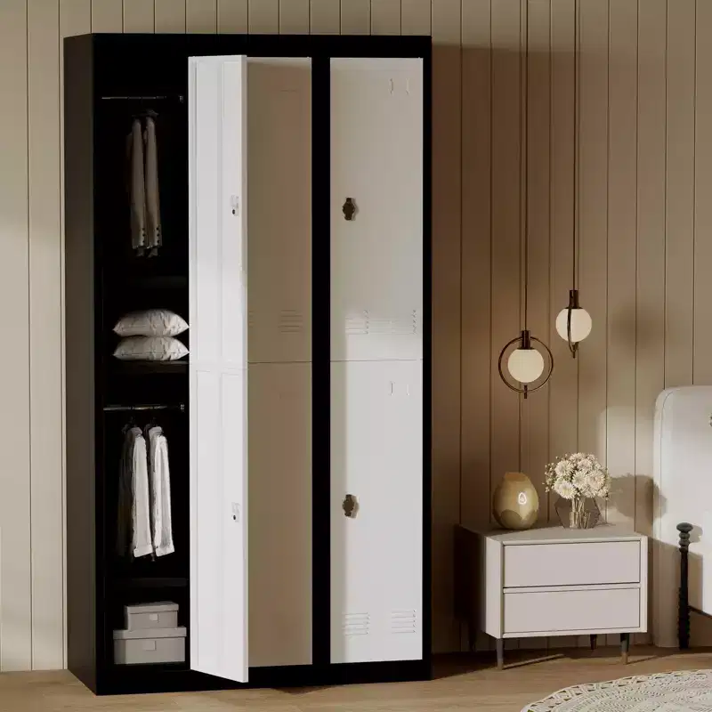 71 Inch Heavy Duty Metal Storage Locker, 2-Door Steel Cabinet with Hanging Rod & Shelf for Office, Gym, School