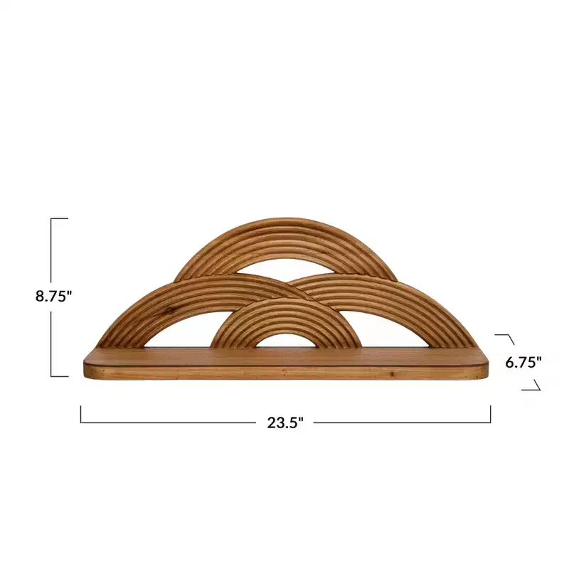 Storied Home MDF and Wood Wall Shelf with Arches, Natural