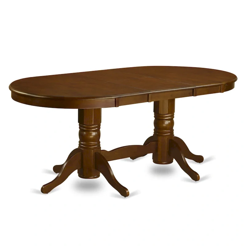 Oval Kitchen Dining Table with Double Pedestal Base, Wood Finish Options