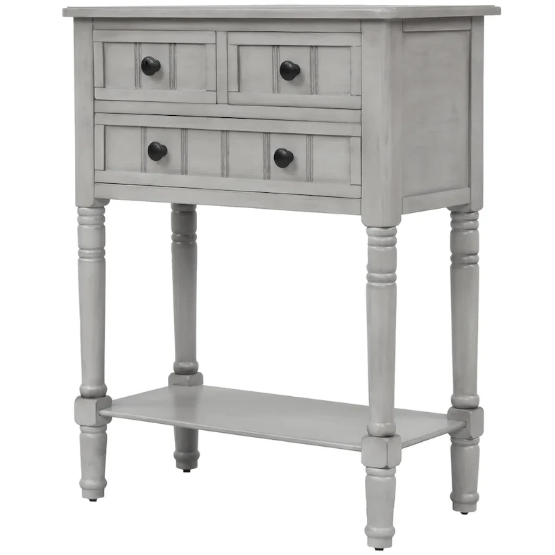 3-Drawer Console Table with Bottom Shelf