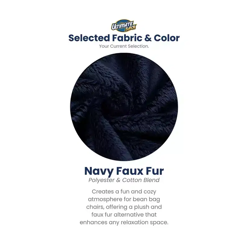 Ultimate Sack 3 ft Bean Bag Chair, Oversized Indoor Comfy Lounger, Navy Fur