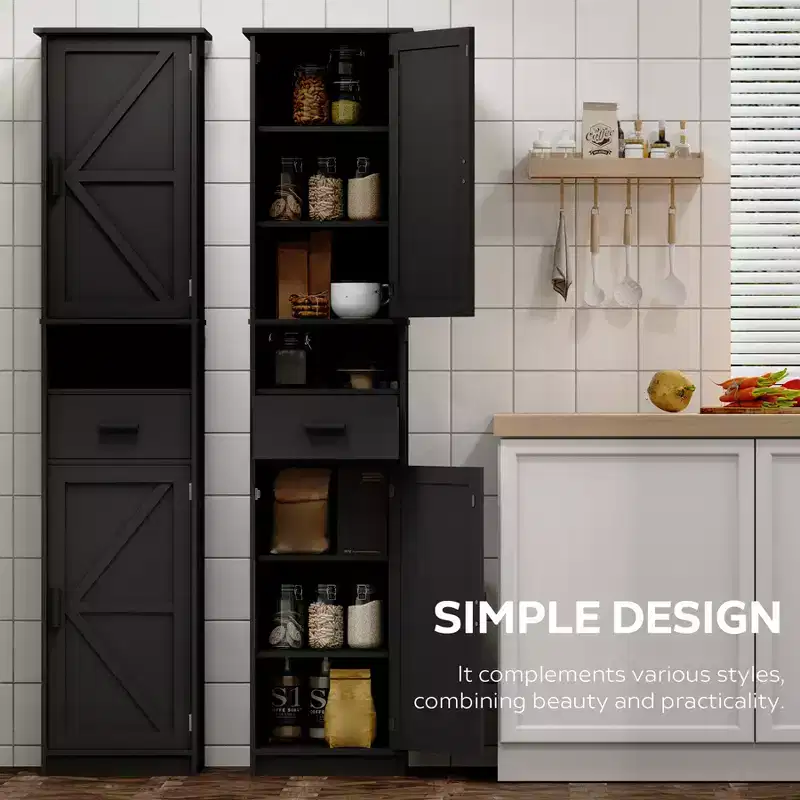67 H Bathroom Storage Cabinet, Floor Cabinet with Drawer, Slim Freestanding Storage Organizer with Adjustable Shelves for Bathroom Living Room