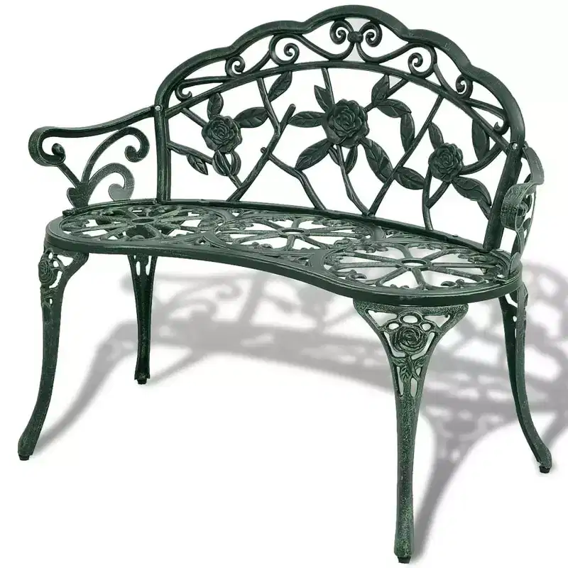 vidaXL Garden Bench Black Cast Aluminum, Cast Iron Medium