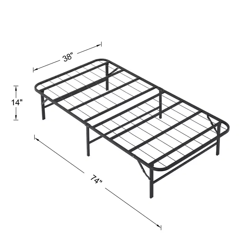 VECELO Modern Foldable Bed Frame Folding Simple Metal bed Frame 14-inch High Folding Bed Underbed Storage Easy Assembly, Black