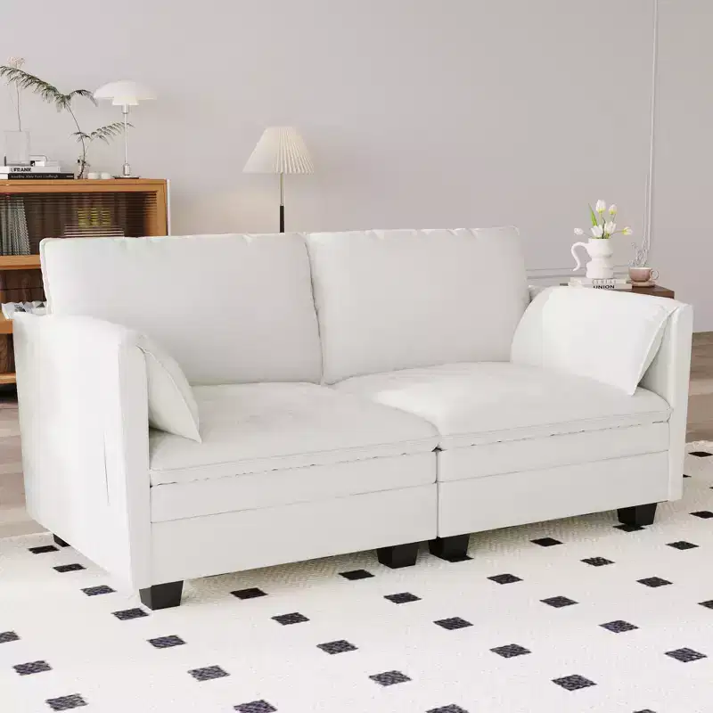 Christopher Knight Home Meroy Mid Century Modern 74.27'' Loveseat Sofa with Side Pocket