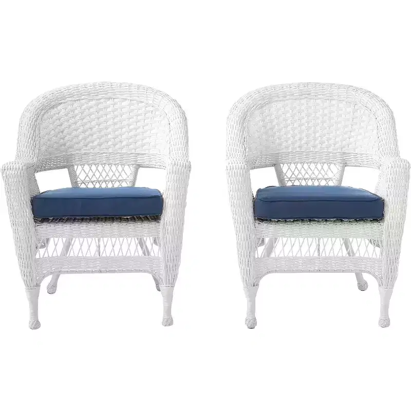 HomeStock Zen Zone Chair Set of 2, Durable Resin Wicker, Weather-Resistant with Cushions