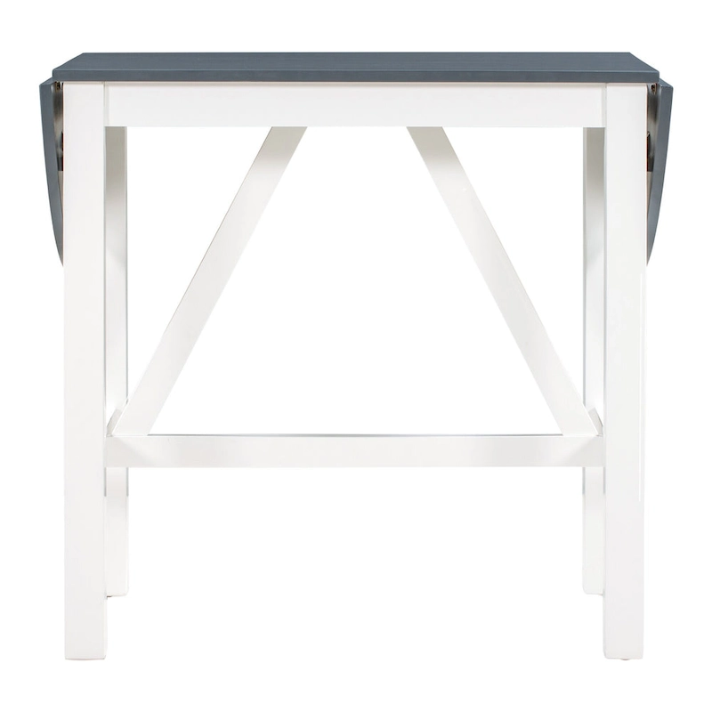 White 3-Piece Wooden Counter Height Dining Table Set with Drop Leaf Table & 2 Chairs