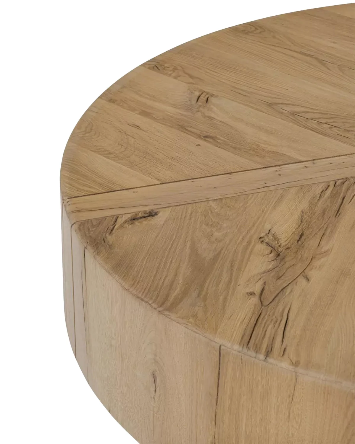 Modern Round Oak Coffee Table with Natural Materials & Contemporary Form for Living Room
