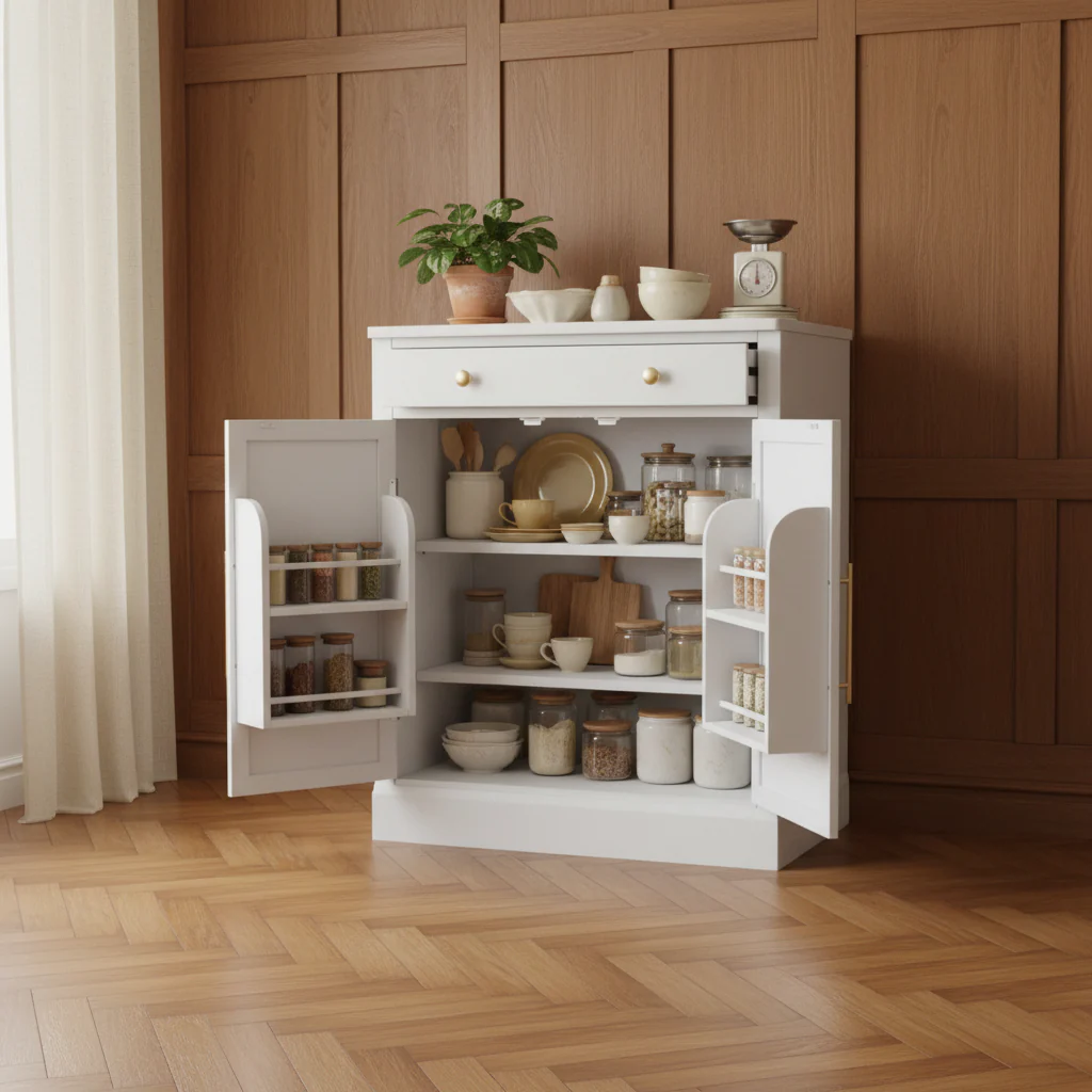 Modern Sideboard Buffet Cabinet, Accent Cabinet with 2 Adjustable Shelves and 2 Door Shelves, Storage Cabinet for Living Room, Entryway, Hallway