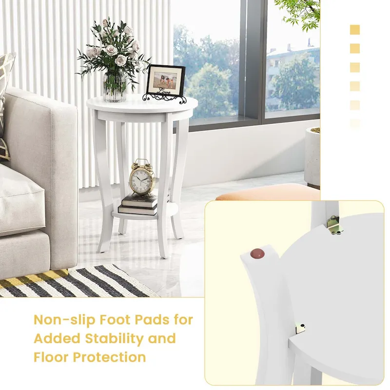 2-Tier Round Side Table Set of 2, 18