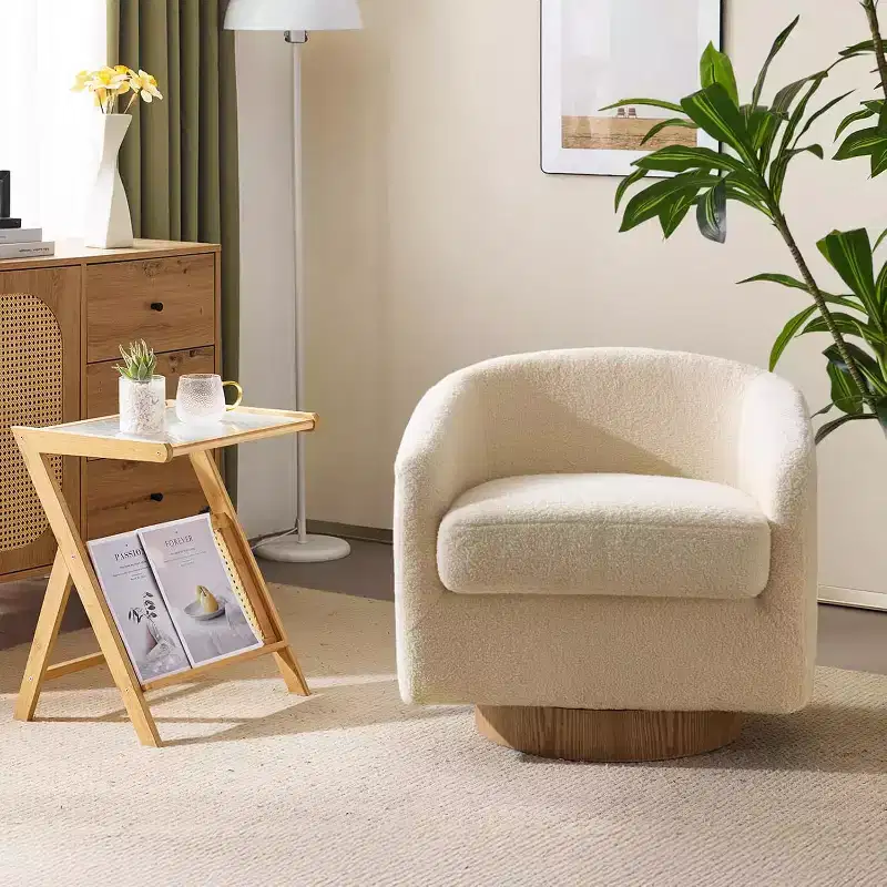 VINGLI 360Swivel Accent Chair with Engineered Wood Base and Removable Cushion for Living Room, Bedroom