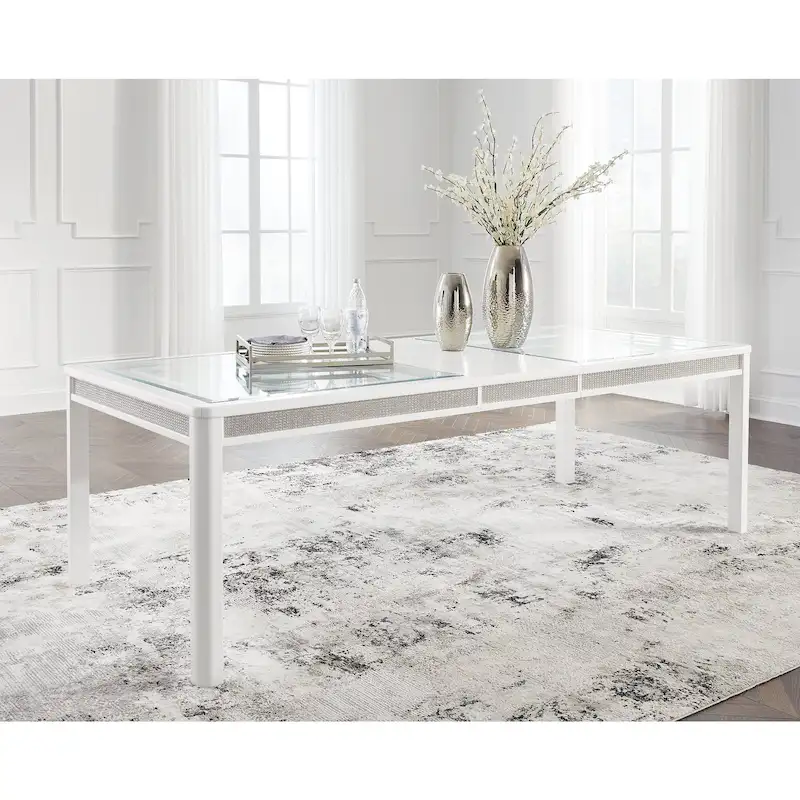 Signature Design by Ashley Chalanna White/Green Rectangular Dining Extension Table - 42W x 96D x 30H
