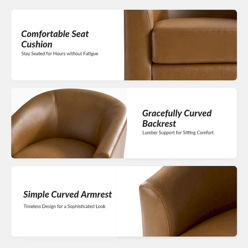 Haley Modern Swivel Barrel Faux Leather Chair with Solid Wood Base Set of 2