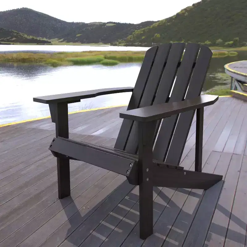 Westport Outdoor Patio Traditional Acacia Wood Adirondack Chair - JONATHAN Y