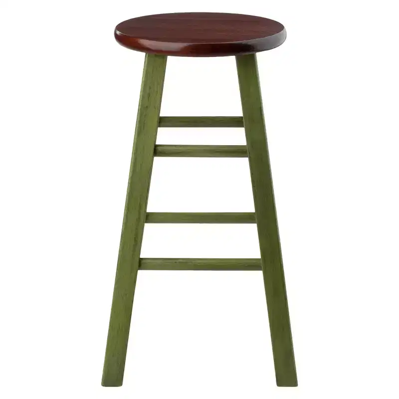 24"Ivy Counter Height Barstool - Green - : Round, Backless, Wood Frame, Spot Clean, Fixed Height