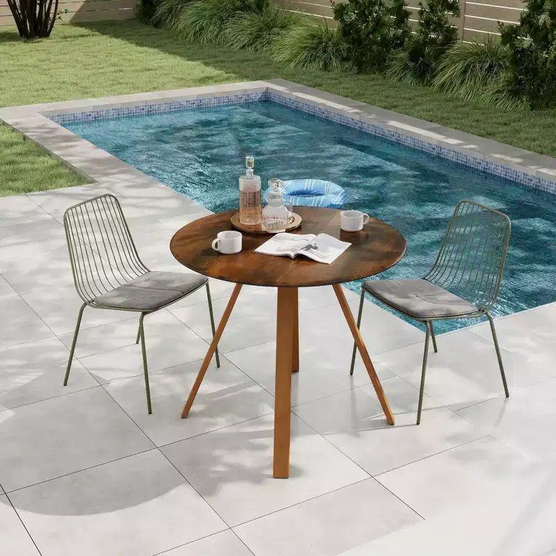 HOMLUX 4-Leg Round Outdoor Dining Table Patio Bistro Tables for Yard, Balcony, Lawn, Pool