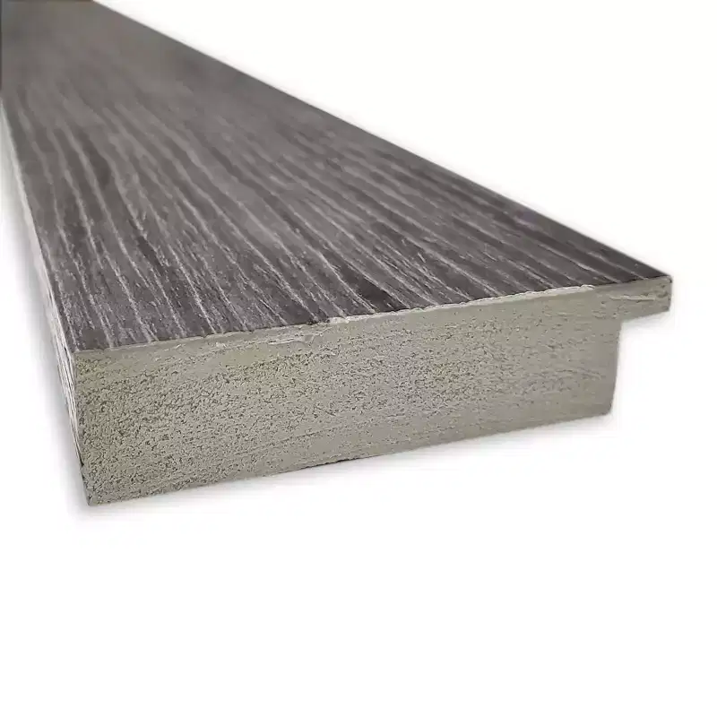 44" x 33" Non-Beveled Pinstripe Plank Gray Wall Mirror - Amanti Art