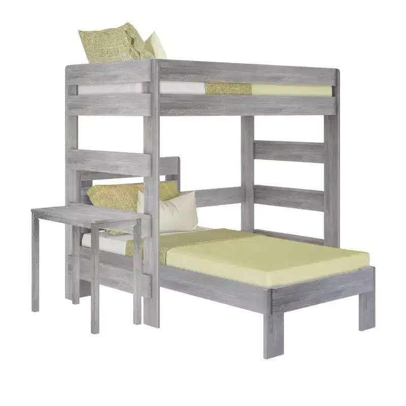 Max & Lily Farmhouse Twin over Twin L-Shaped Bunk Bed with Desk