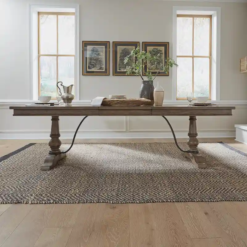 Americana Farmhouse Dusty Taupe Trestle Table