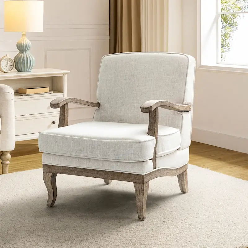 Rinaldo Farmhouse Polyester Armchair with Comfortable Backrest and Cushion by HULALA HOME