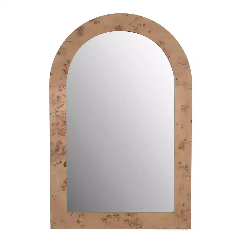 Holli Furniture Arched Wood Wall Mirror Driftwood Gray