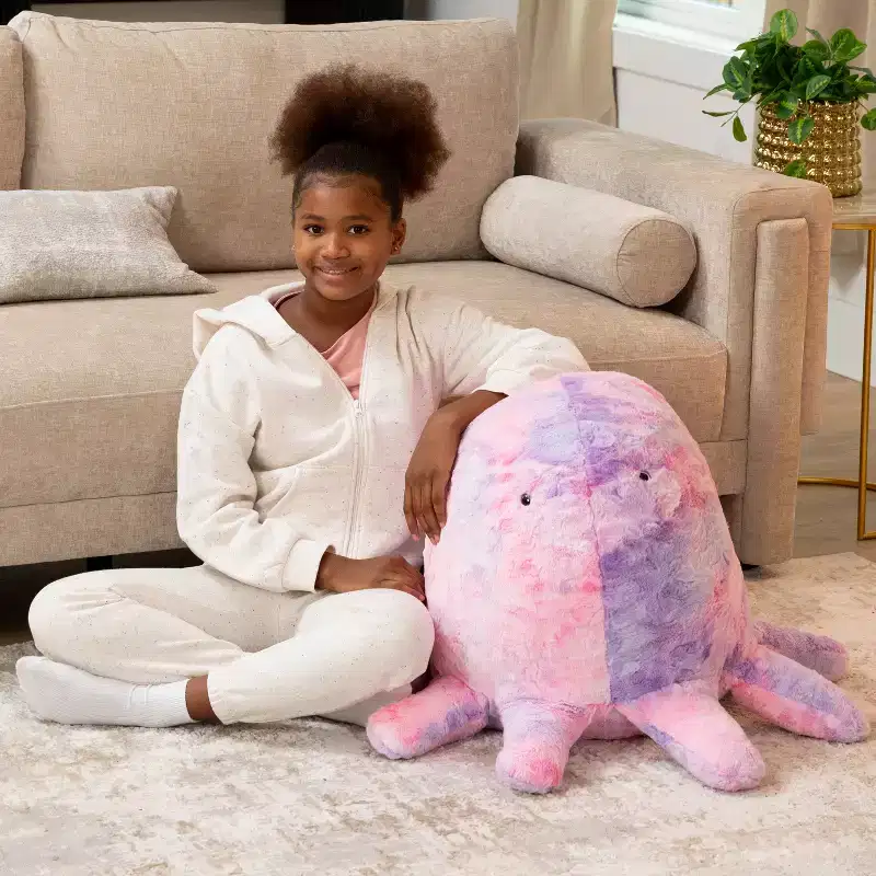 Raven-Symon Huggy the Octopus Sea Buddy Large Kids Stuffed Animal Bean Bag and Pouf