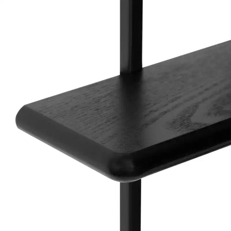 3-Tier Arched Floating Wall Shelf – Black Metal & Wood, 18x5.5x30 in