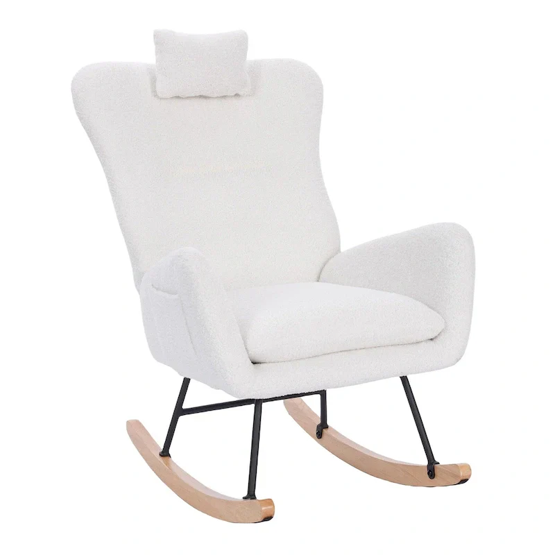 Upholstered Nursery Rocking Chair for Living Room and Bedroom