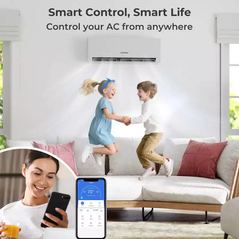 Costway 18k BTU 2 Zone Mini Split Air Conditioner 22 SEER2 208-230V Wifi Enabled