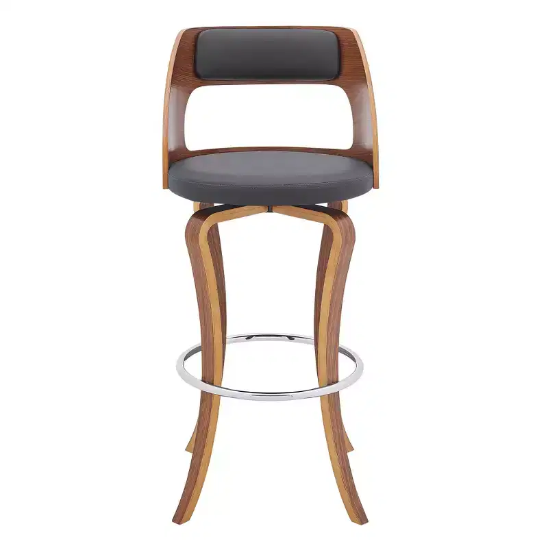 GDFStudio Edgar 29 Faux Leather and Wood Swivel Bar Stool