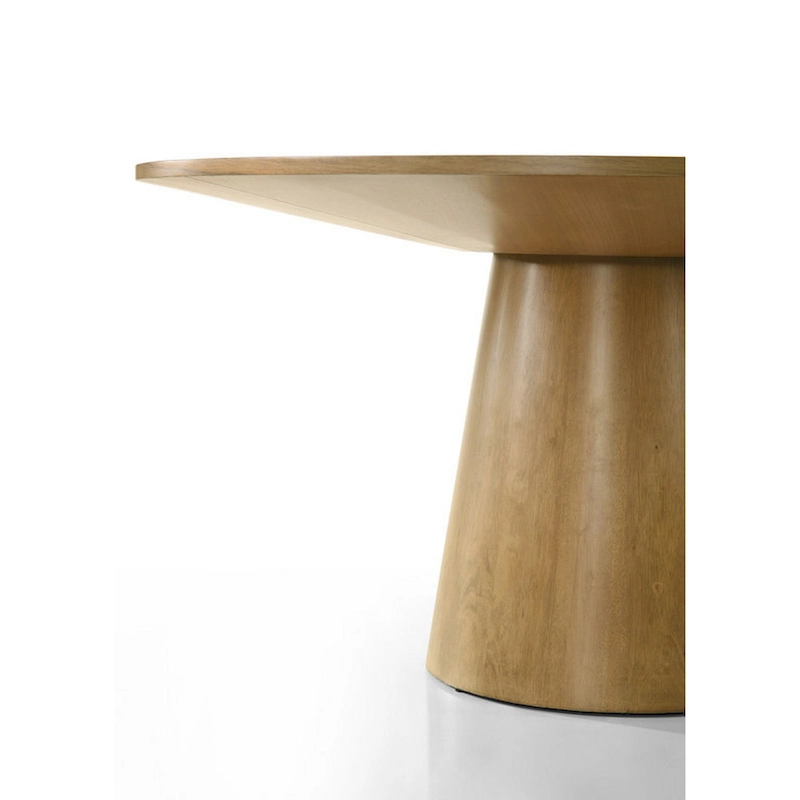 Yuvi 47 Inch Dining Table, Round Tabletop, Pedestal Base, Brown Finish