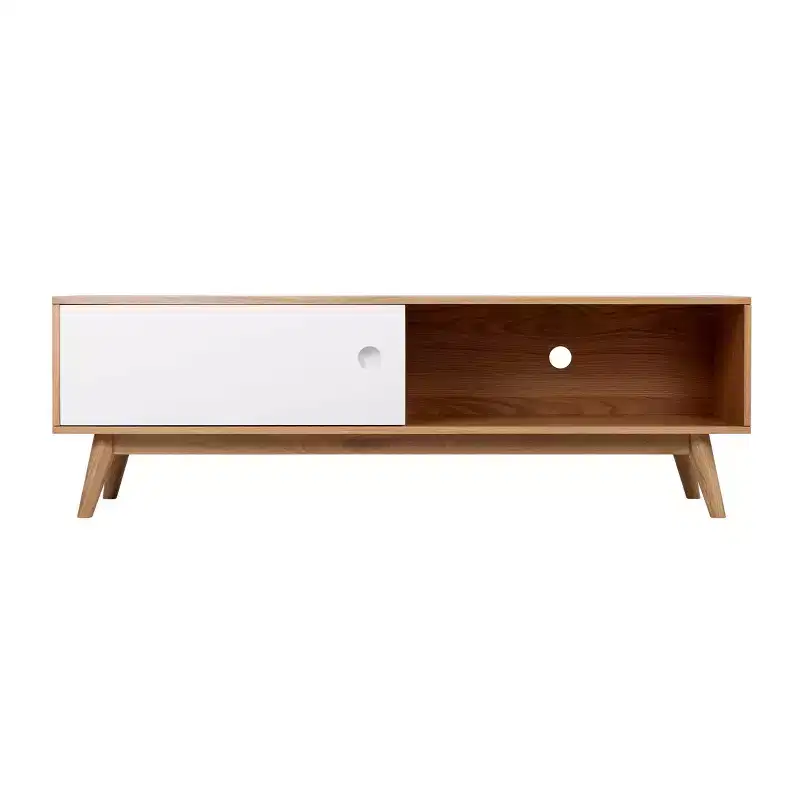 Abacus Storage TV Stand for TVs up to 67" Oak/White - Universal Expert: Sideboard with Cable Management