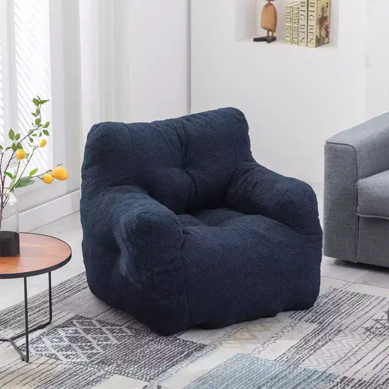 Fluffy Bean Bag Chair, Memory Foam Lazy Sofa, Wear-Resistant Accent Chair for Living Room, Balcony, Office