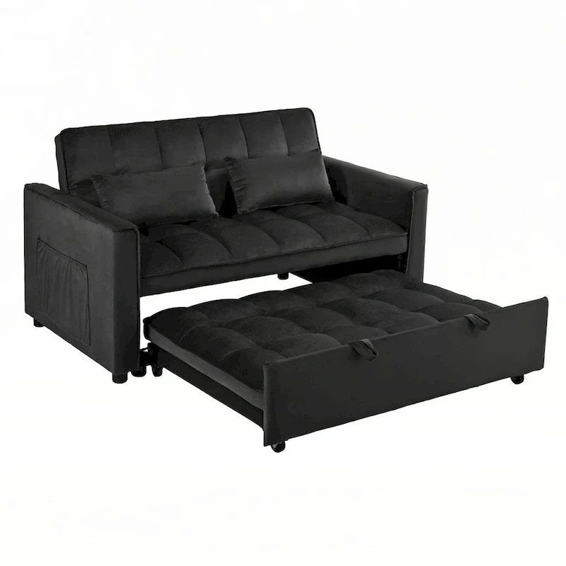 Black Convertible Sofa Bed, Full Size, Sleeps 2