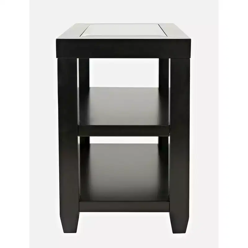 Jofran,Urban Icon Contemporary Glass Inlay Chair Side End Table with Storage