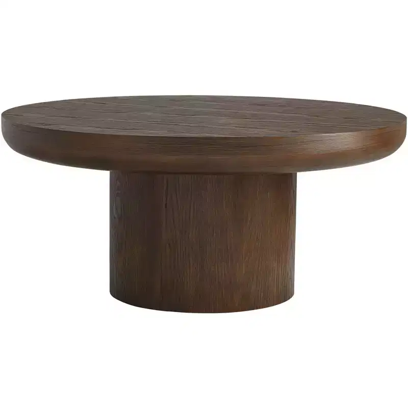 Regency Hill Owen 36 Wide Rustic Modern Walnut Finish Wood Pedestal Coffee Table
