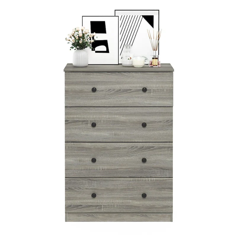 Fluted Nightstand with Charging Station & 2 Push-Open Drawers | Oak