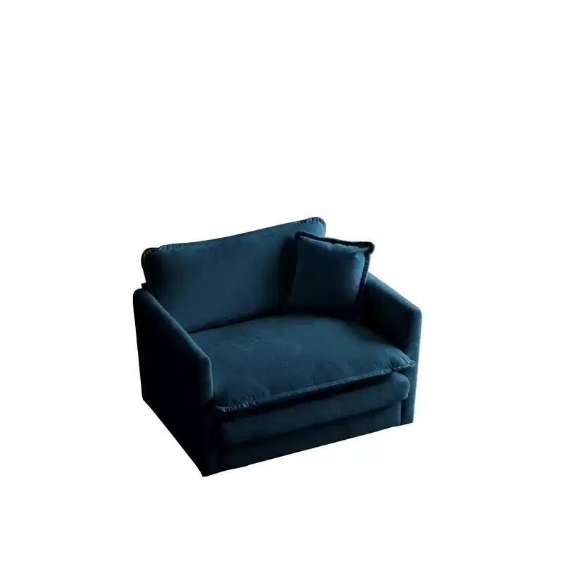 Homy Casa Oversized Deep Accent Chair with Toss Pillow, Blue