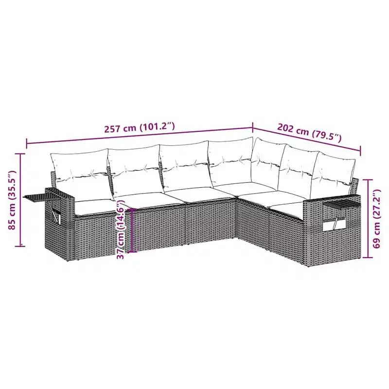 vidaXL Garden Sofa Set Poly Rattan Set Modular