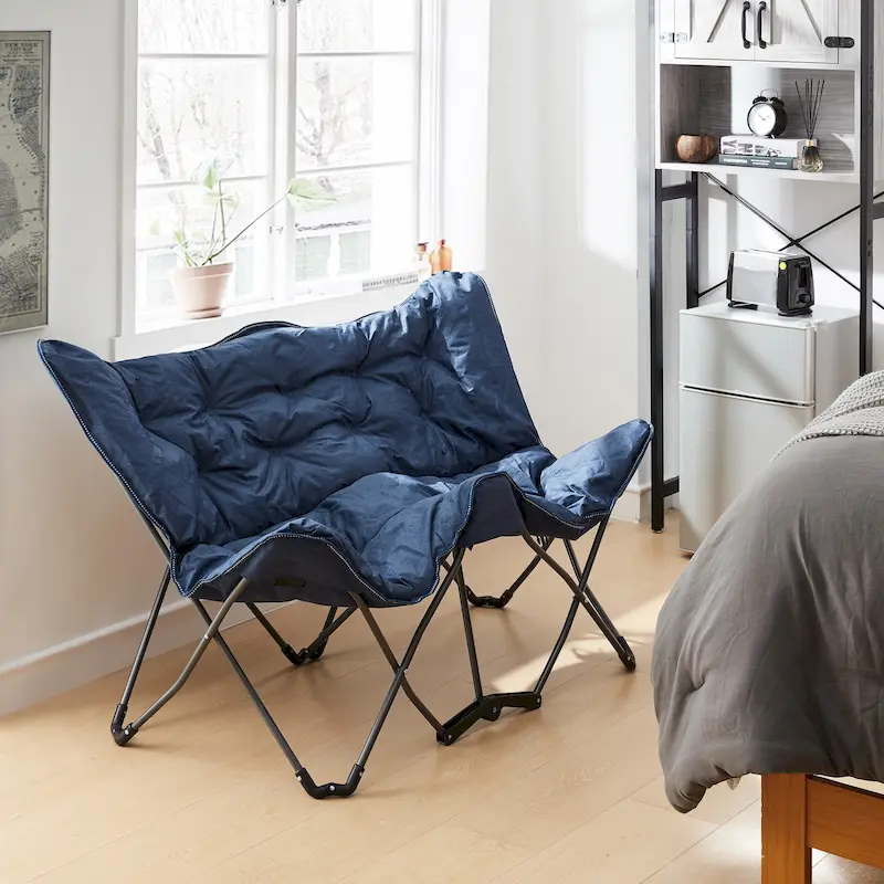 Heathered Navy / Gray Foldable 2-Seat Butterfly Chair