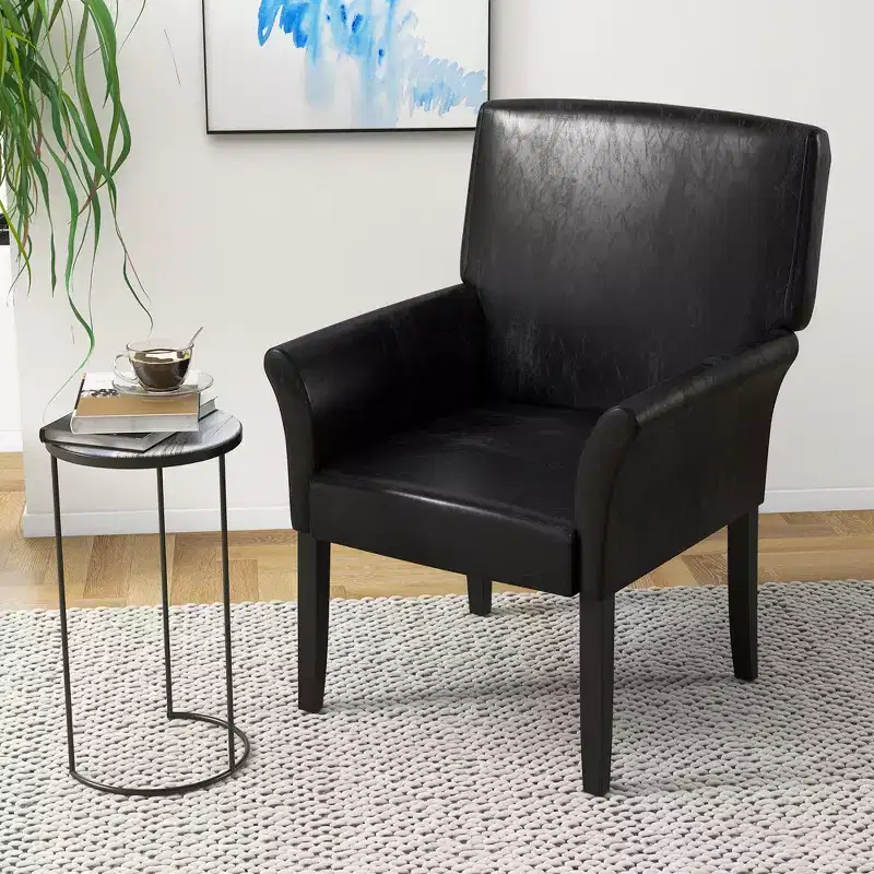 Costway Executive PU Leather Guest Chair Reception Side Arm Chair Upholstered