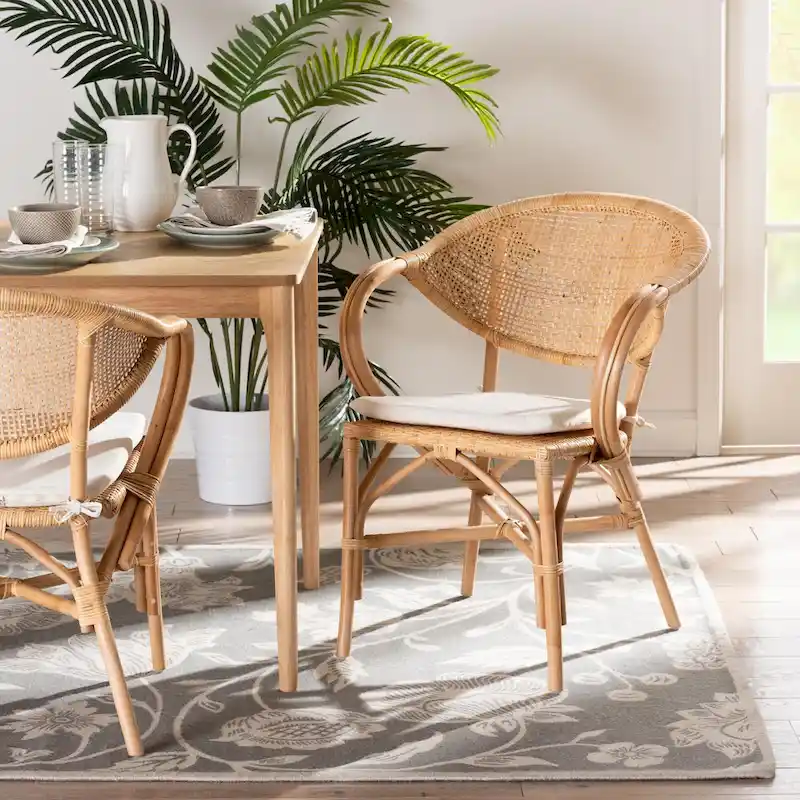 Varick Bohemian Natural Brown Finished Rattan Dining Chair