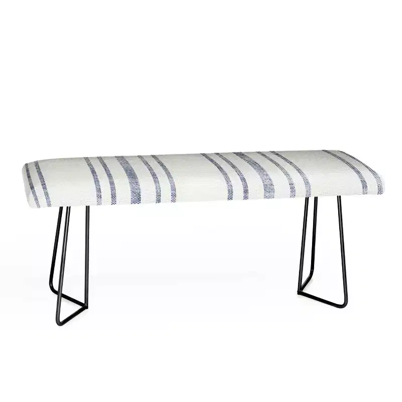Aegean Multi Striped Upholstered Bench with Steel Legs