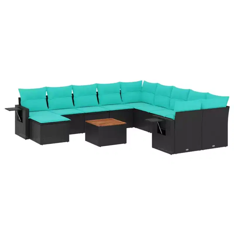 vidaXL 12 Piece Garden Sofa Set with Cushions Grey Poly Rattan