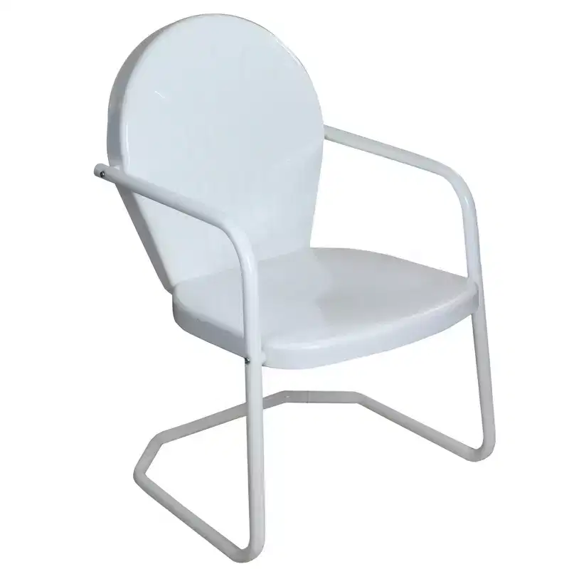 Northlight 34-Inch Outdoor Retro Tulip Steel Armchair, White