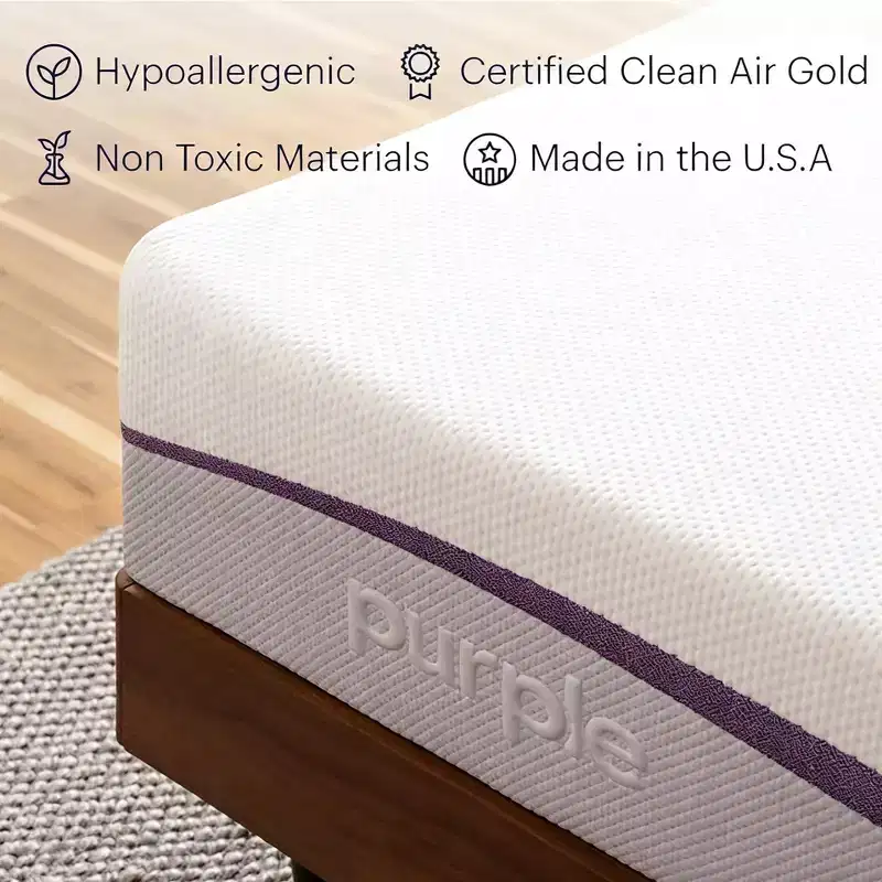 The Purple Mattress 9.25 Medium Gel Foam Mattress with 2 GelFlex Grid, White