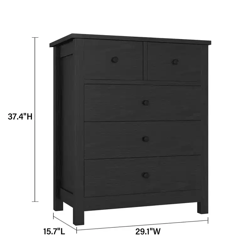 5-Drawer Fluted Dresser with Gold Metal Handles and Legs