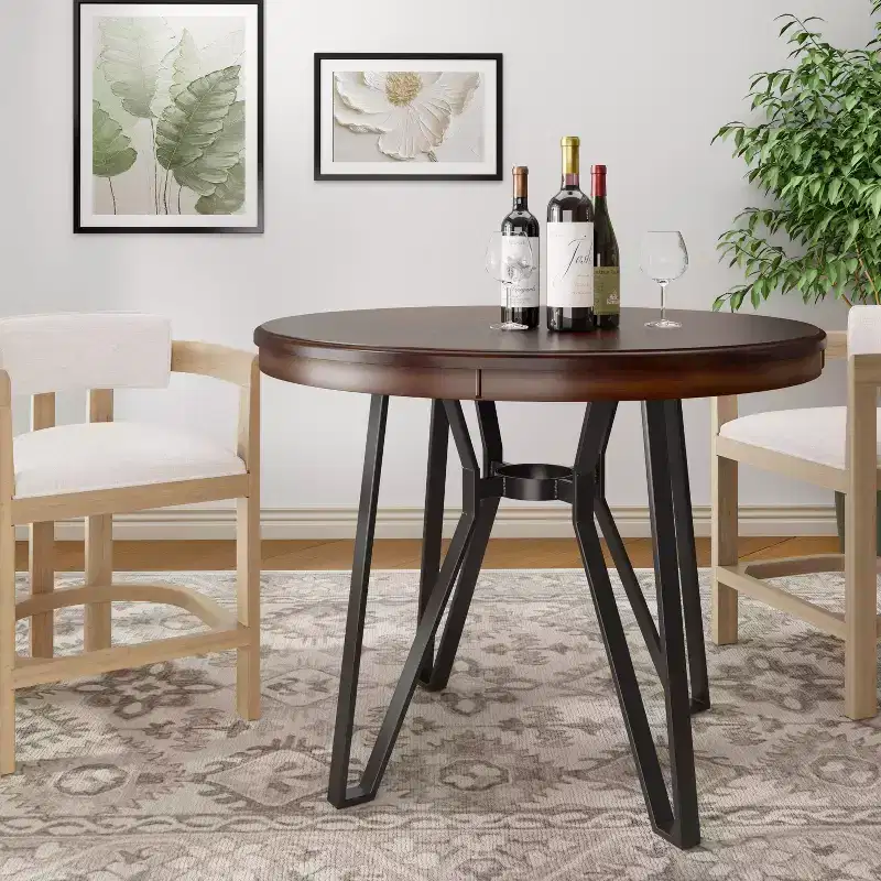 Christopher Knight Home Wedy 46.85 Round Top 4 Seats Counter Height Table with Hairpin Leg