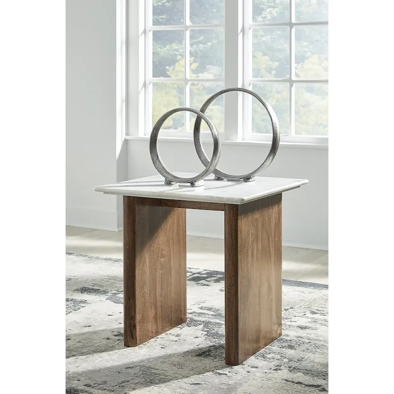 Isanti Light Brown/White End Table - 23.13W x 23.13D x 22.63H
